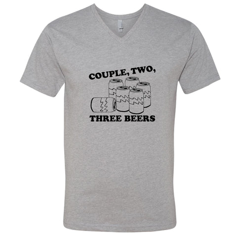 Couple, Two, Three Beers North Dakota V-Neck T-Shirt