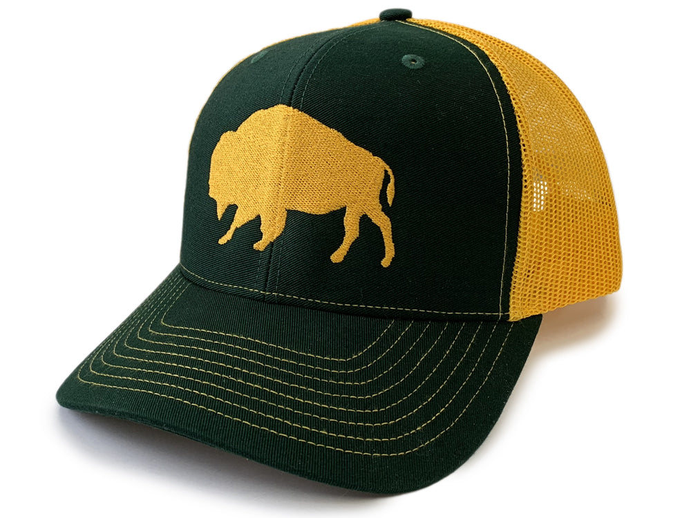 Bison North Dakota Snapback Hat - Green/Yellow