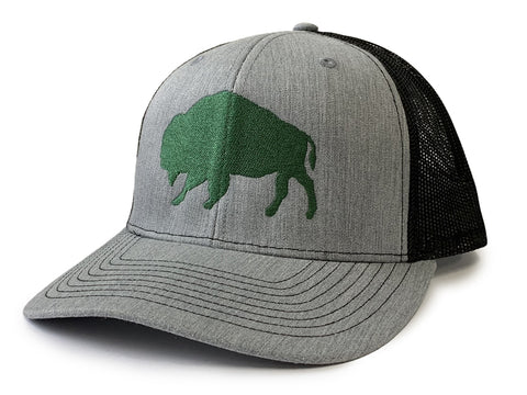 Bison North Dakota Snapback Hat - Heather Grey/Black