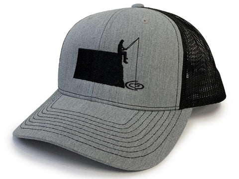 North Dakota Fishing Snapback Hat - Grey/Black