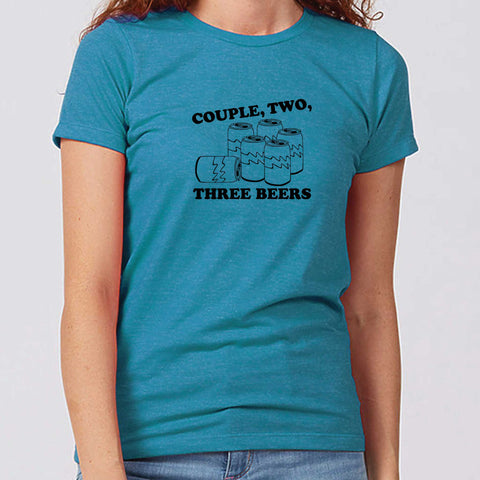 Couple, Two, Three Beers North Dakota T-Shirt - Women's Fitted